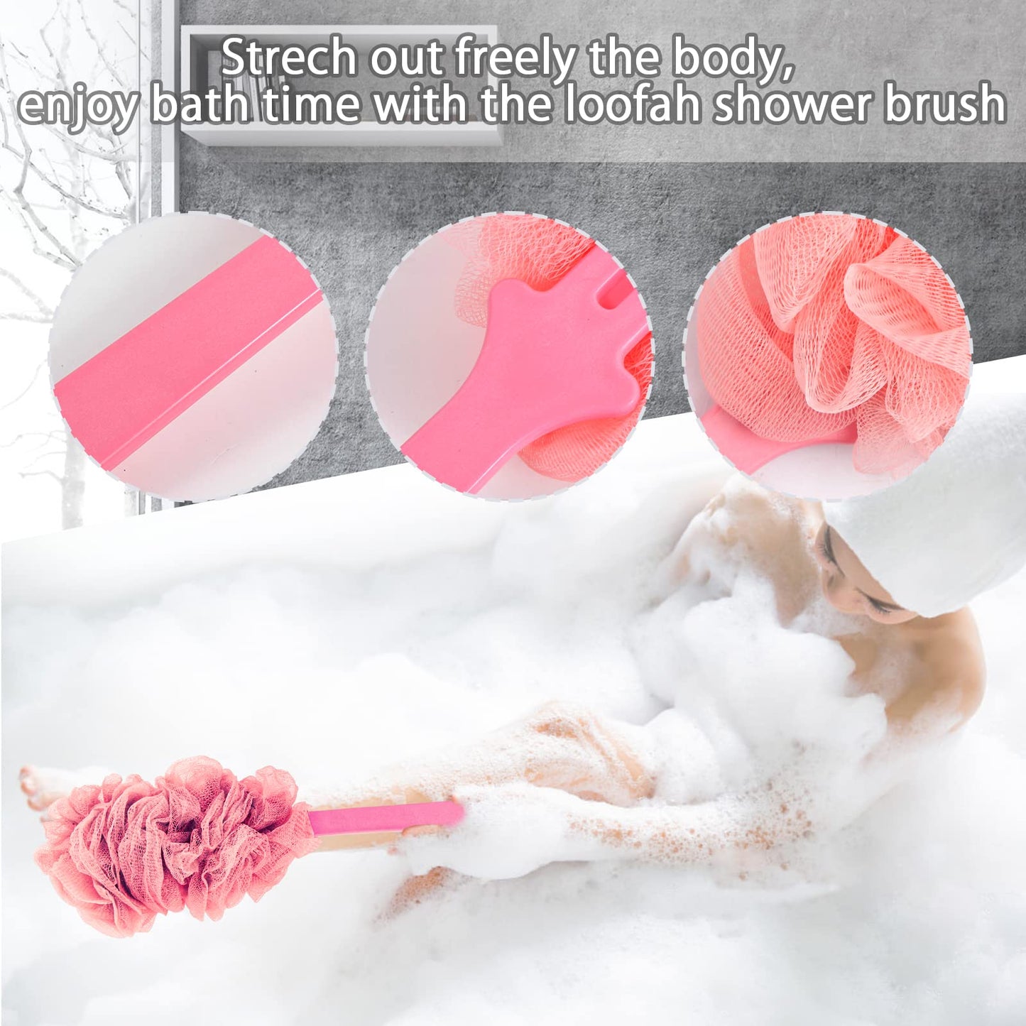 Evmliy 2Pack Back Scrubber for Shower, Loofah Sponge Brush Exfoliating Body, Long Handle Scrub Brush for Shower with Loofah on a Stick for Back Use Beauty & Personal Care Evmliy