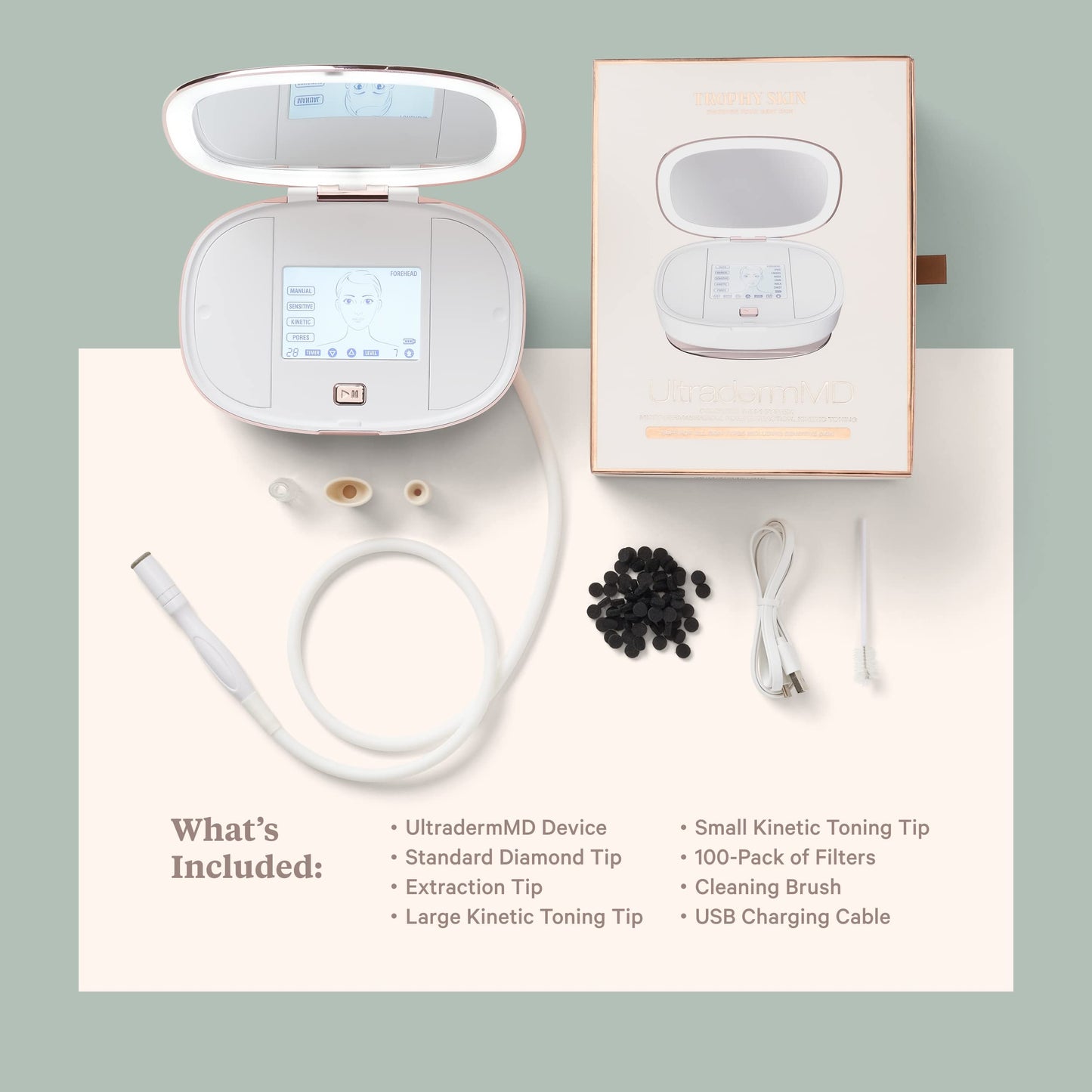 Trophy Skin UltradermMD - 3 in 1 Home Spa Microdermabrasion - Deep Skin Exfoliator Machine with Real Diamond and Pore Extractor Tips - Rejuvenate Face Beauty & Personal Care Trophy Skin