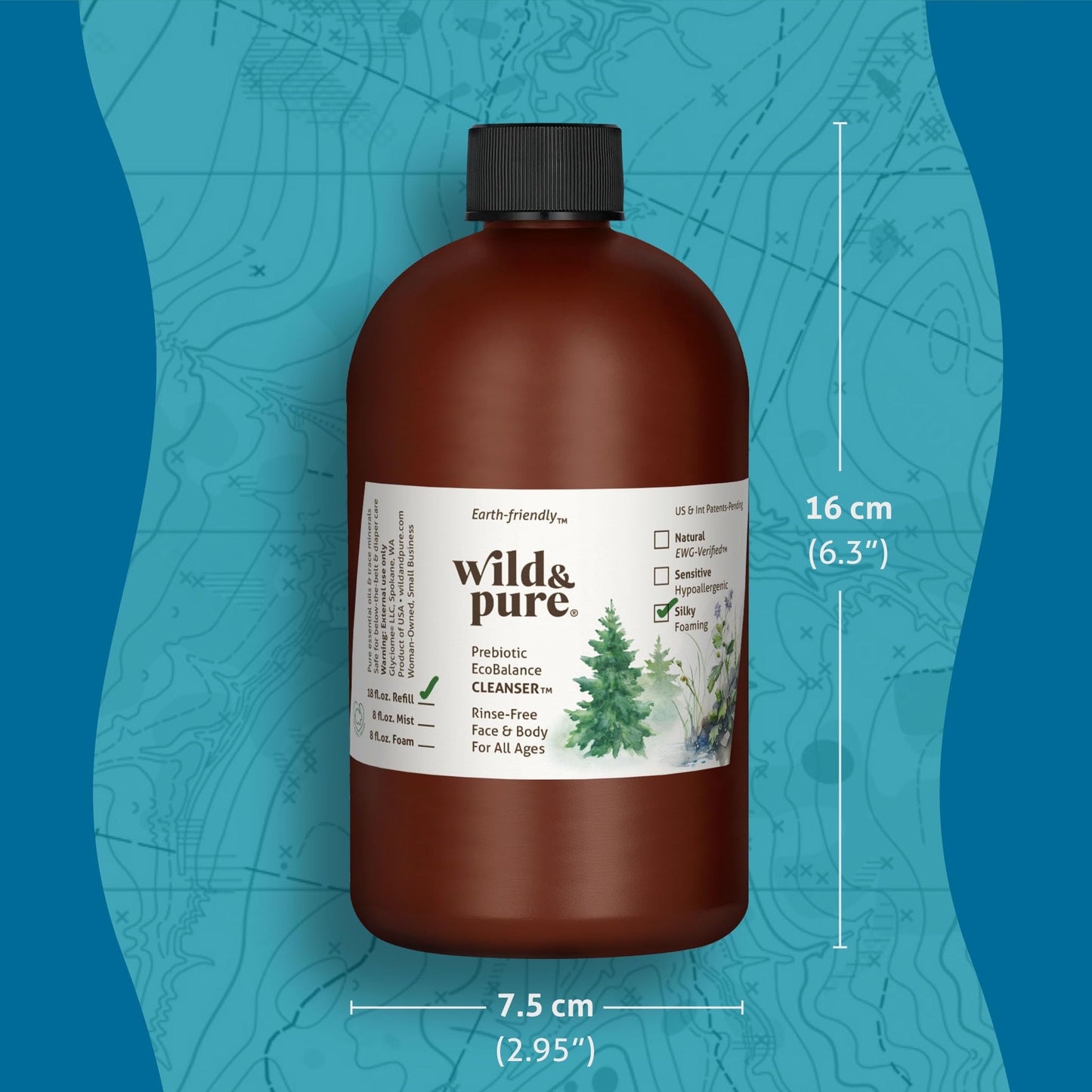 Wild & Pure Silky Foaming EcoBalance Cleanser - 18oz Refill | pH Balanced, Prebiotic, Microbiome-Friendly | Gentle, No-Sting Formula | Refillable Beauty & Personal Care Wild & Pure