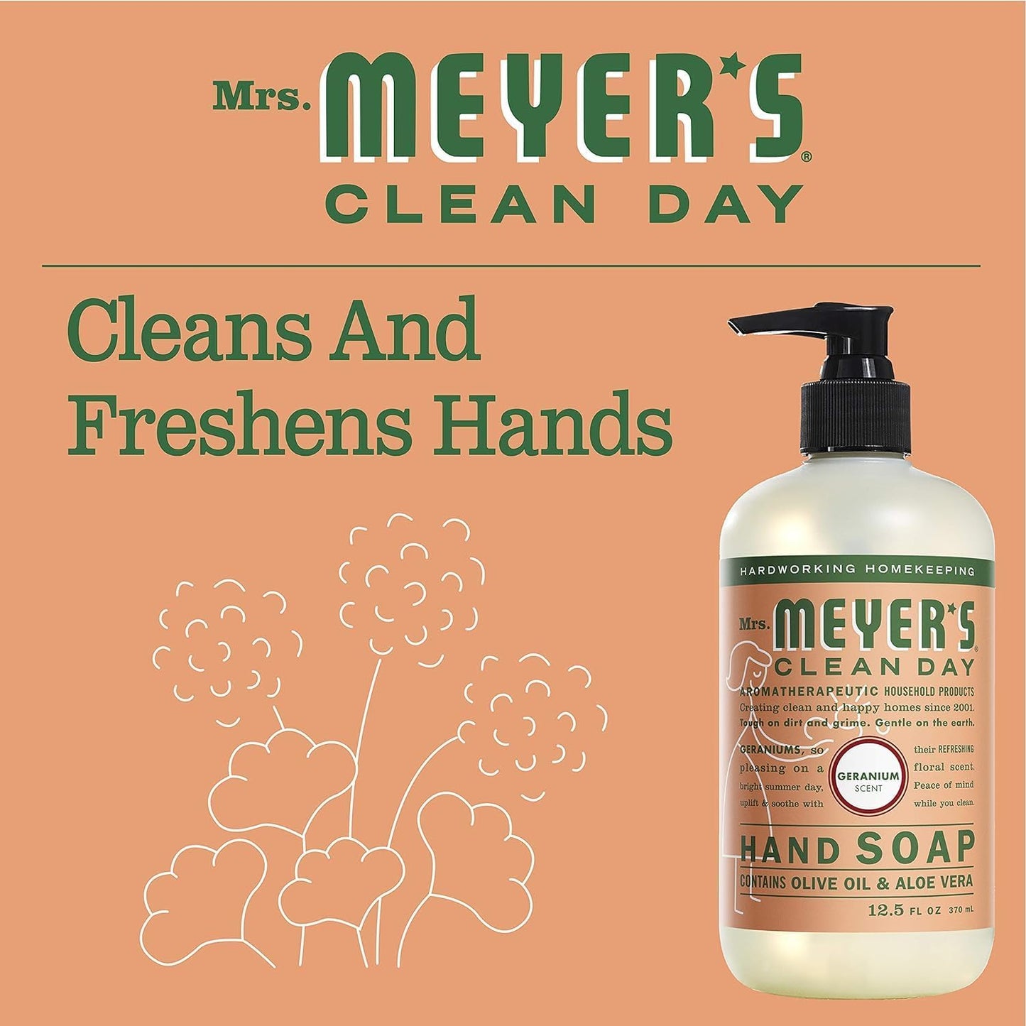 MRS. MEYER'S CLEAN DAY Hand Soap, Geranium, Made with Essential Oils, 12.5 oz- Pack of 2 Beauty & Personal Care Mrs. MEYER'S