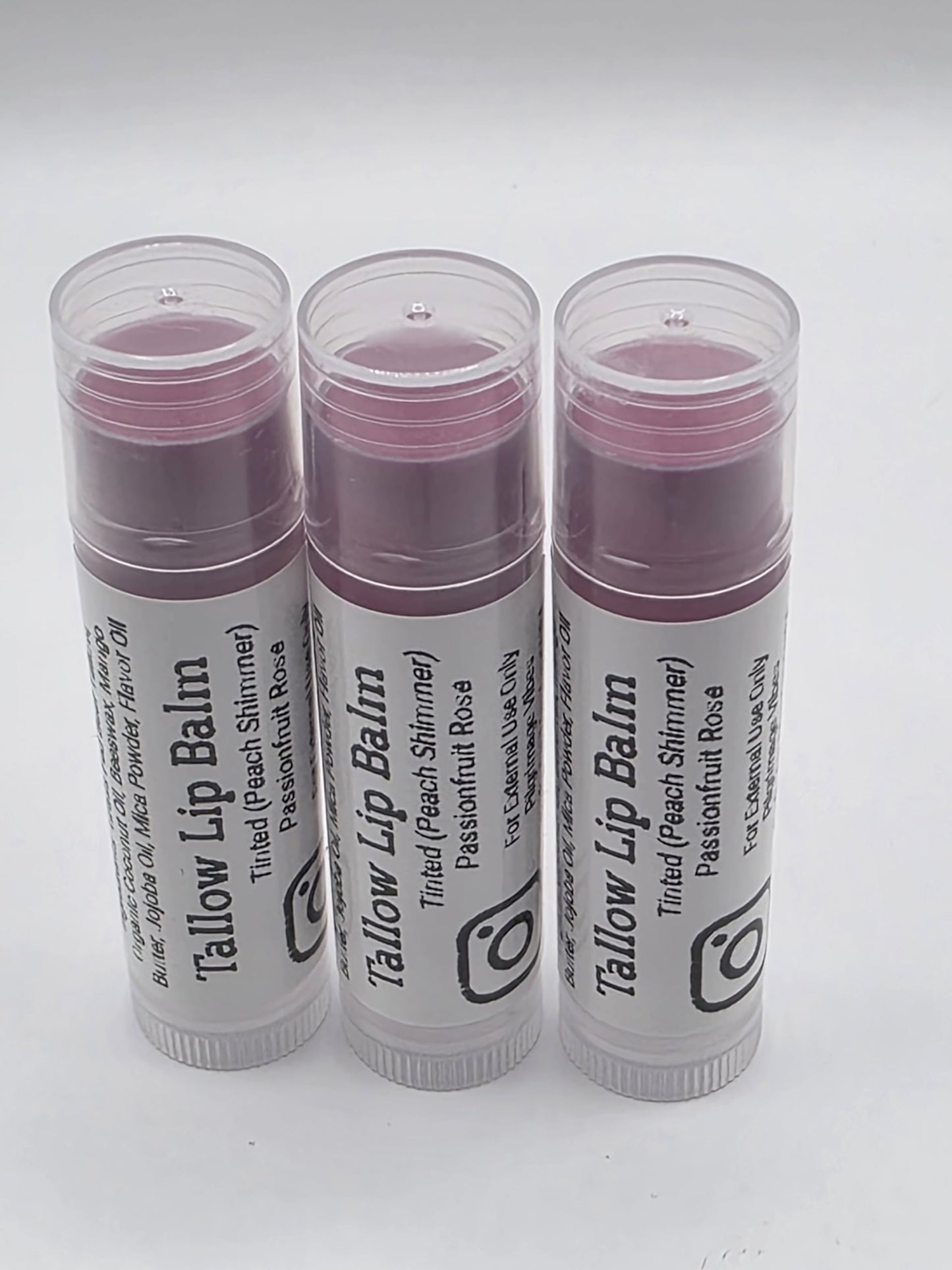 Tallow Lip Balm (3 Pack) (Tinted Peach Shimmer) Passionfruit Rose Scent, Handmade Grass Fed Beef Tallow Lip Balm with Nourishing Oils Beauty and Personal Care Pilgrimage Vibes