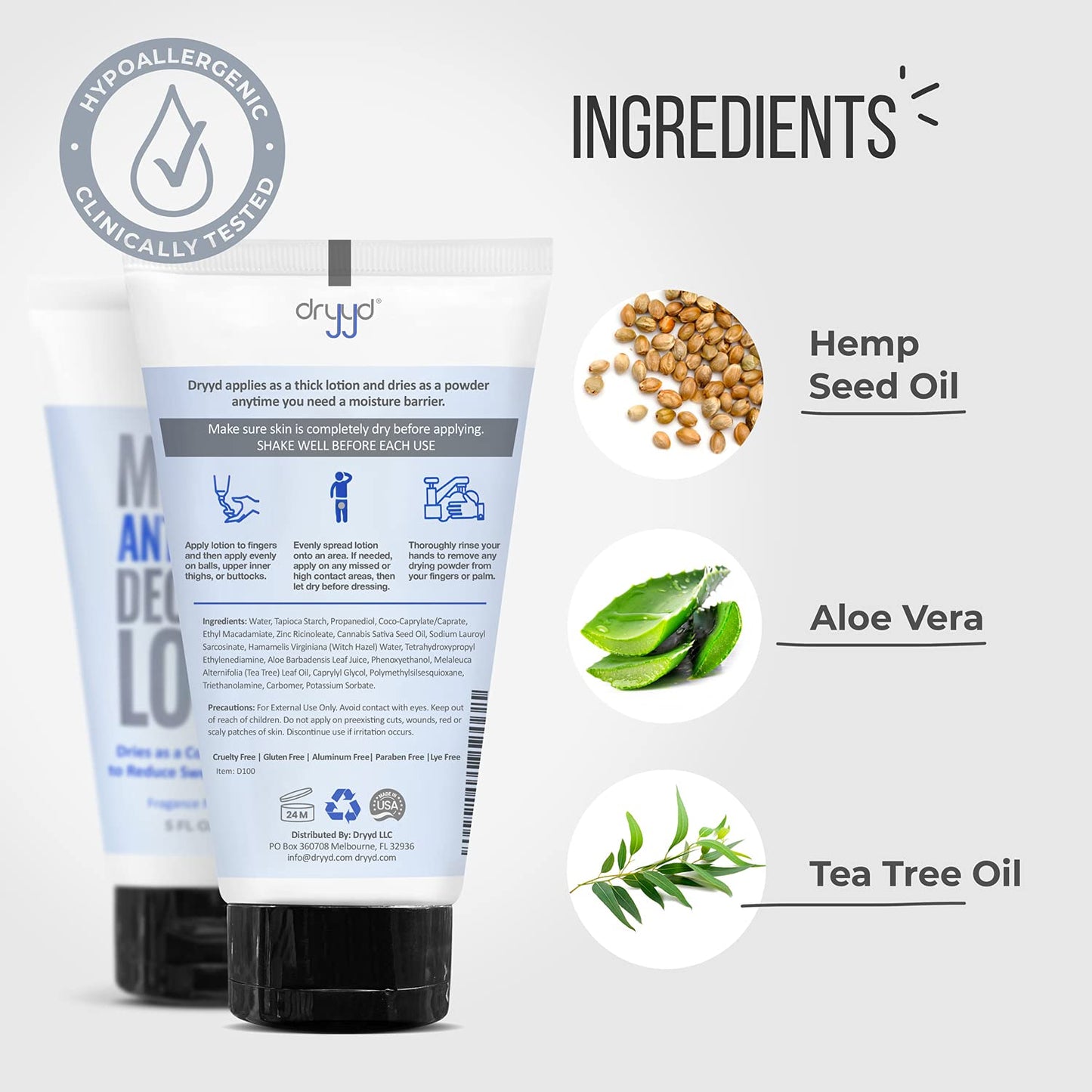 DRYYD Ball Deodorant For Men Aluminum Free Chafing Balls Powder Lotion, No Talcum Powder, Hemp Seed Oil, Reduce Odor & Sweaty Groin Itch Cream, Fresh Beauty & Personal Care dryyd