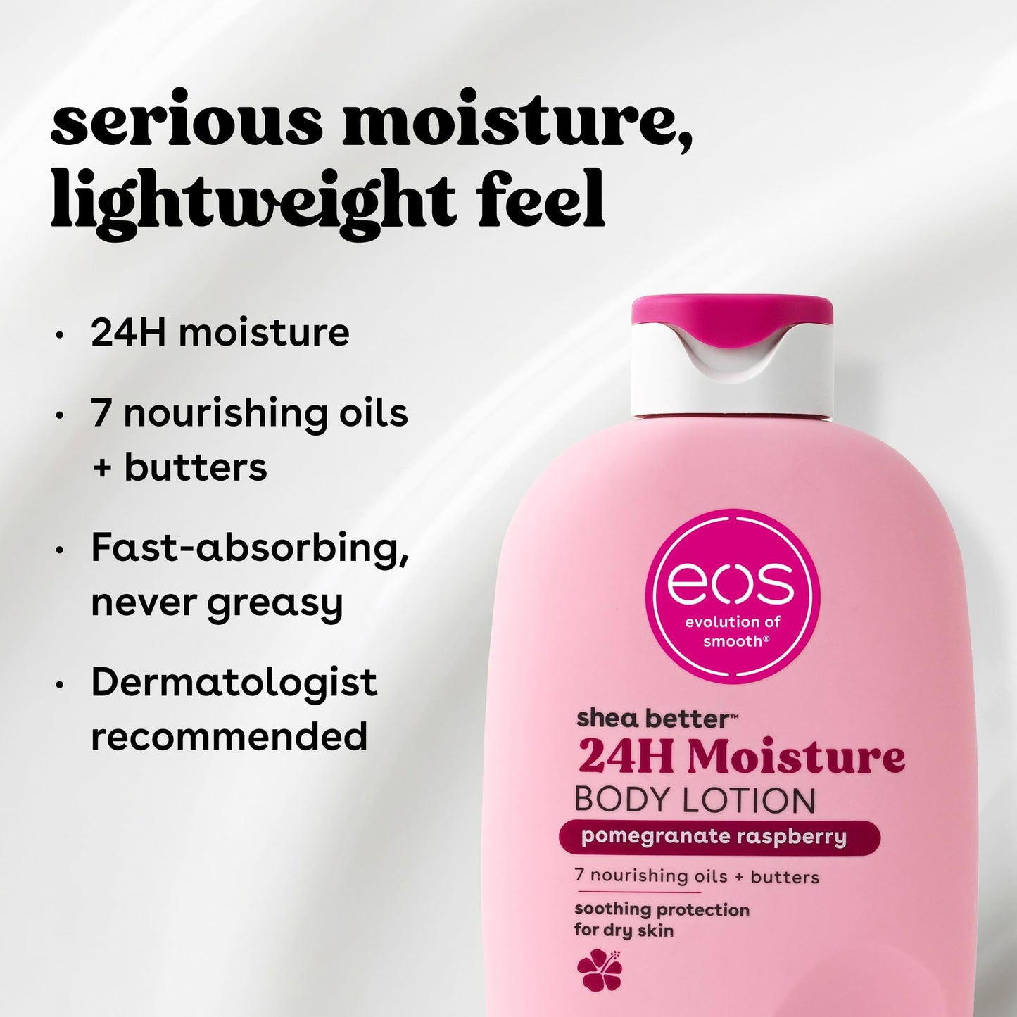eos Shea Better Body Lotion Pomegranate Raspberry, 24-Hour Moisture Skin Care, Lightweight & Non-Greasy, Natural Shea, Vegan, 16 fl oz Beauty & Personal Care eos