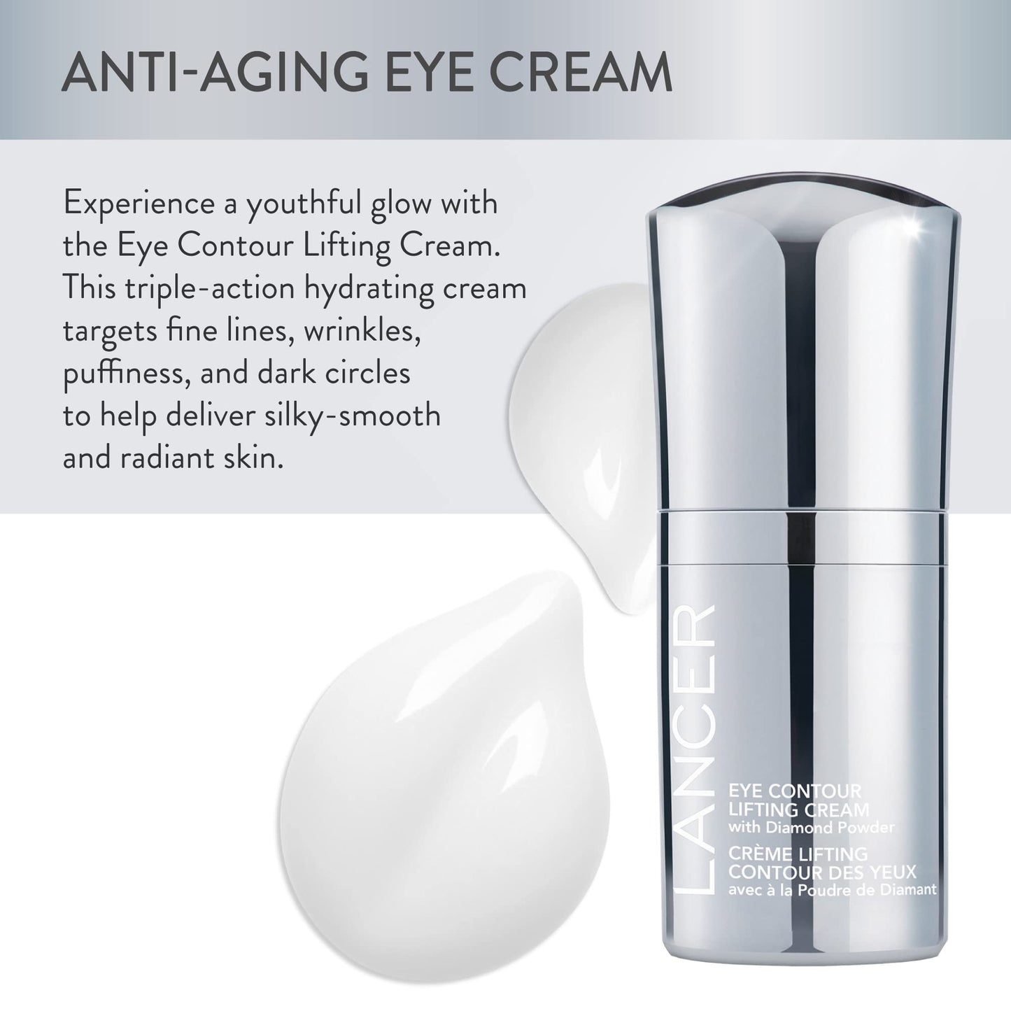 Lancer Skincare | Eye Contour Lifting Cream | Anti Aging Cream with Hyaluronic Acid and Diamond Powder | Under Eye Brightener for Dark Circles Beauty & Personal Care Lancer