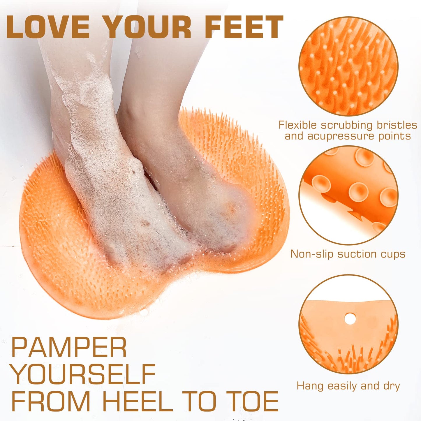 Shower Foot Scrubber Mat Back Washer Back Exfoliating Bath Wash Pad Wall Mounted Slip Suction Cups Foot Scrubber for Use in Shower Cups Foot Cleaner Beauty & Personal Care SZZYXD
