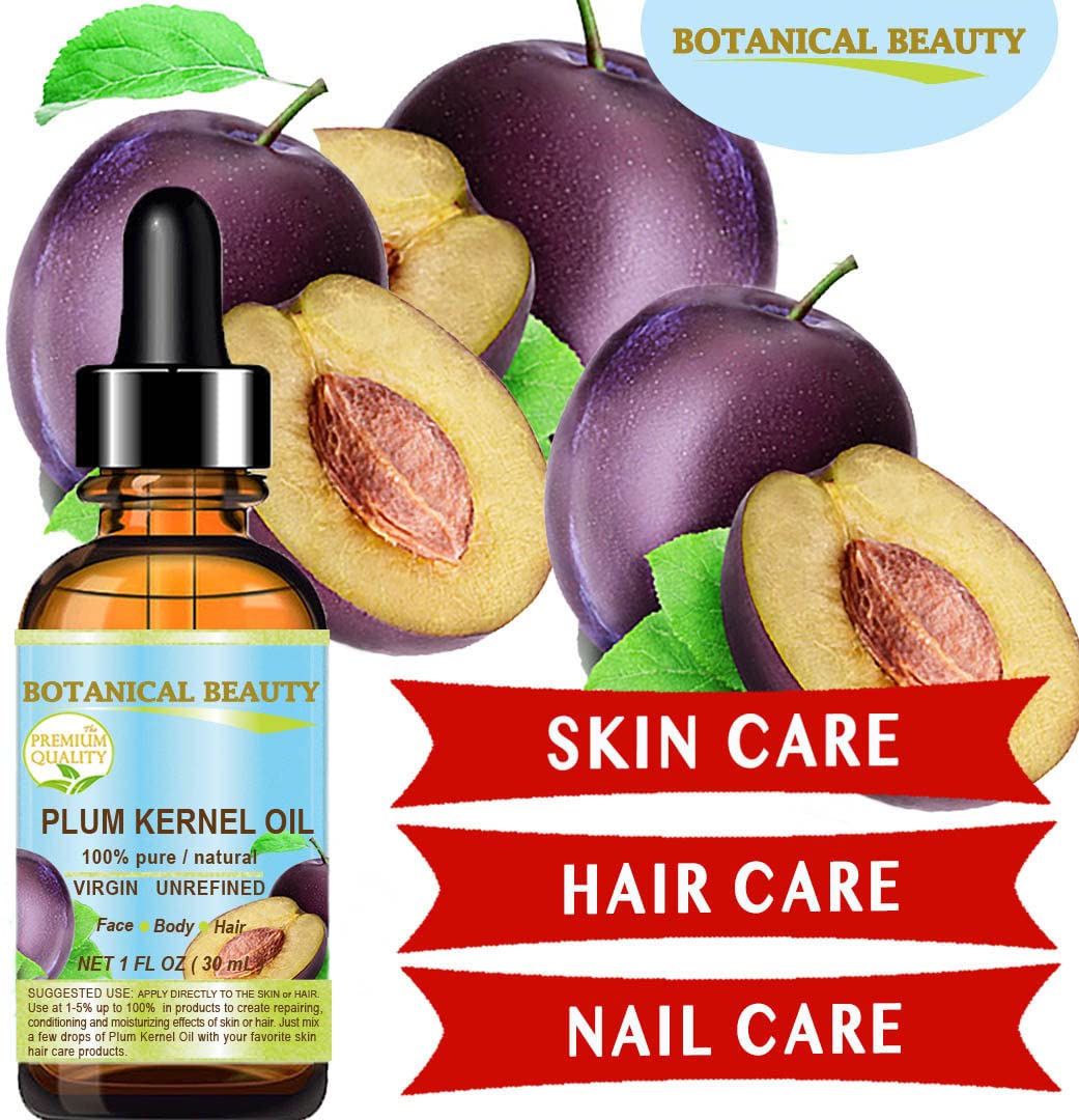 Botanical Beauty French PLUM KERNEL OIL 100% Pure Natural Virgin Unrefined Cold Pressed Carrier Oil 0.33 oz- 10 ml for Face, Skin, Hair, Lips, Nails. Beauty & Personal Care Botanical Beauty