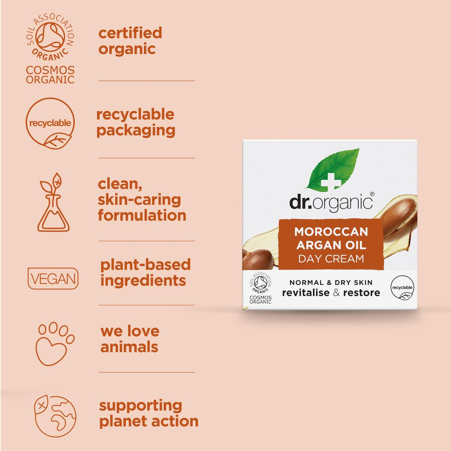 Dr. Organic Moroccan Argan Oil Day Cream | Nourishing Day Therapy Cream, For Normal to Dry Skin, Revitalizing, Vegan, Certified Organic, Curelty-Free Beauty & Personal Care Dr. Organic