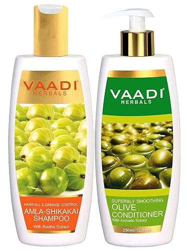 Vaadi Herbals Amla Shikakai Hair Fall and Damage Control Shampoo, 350ml with Olive Conditioner, 350ml Beauty & Personal Care NWIL