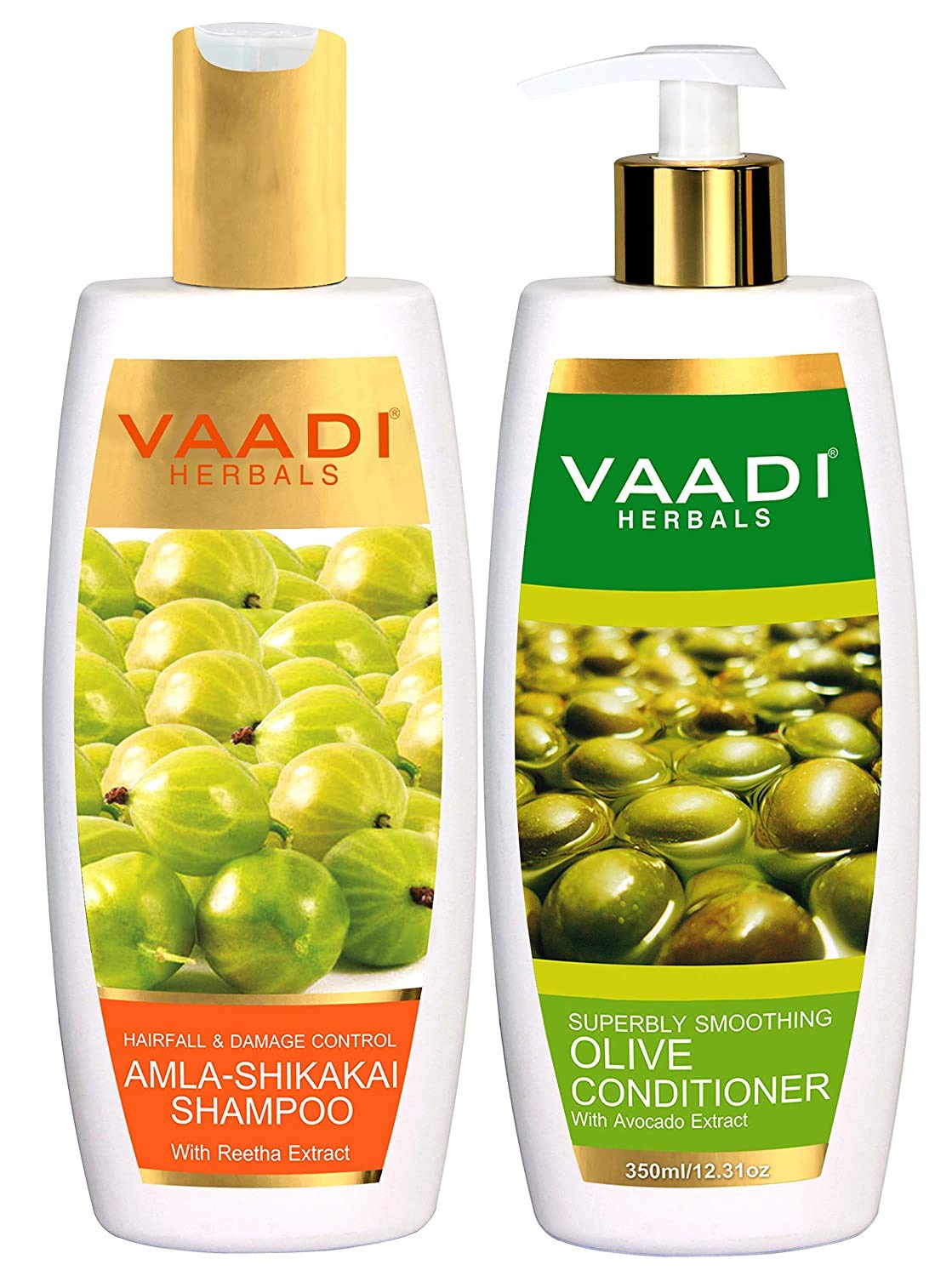 Vaadi Herbals Amla Shikakai Hair Fall and Damage Control Shampoo, 350ml with Olive Conditioner, 350ml Beauty & Personal Care NWIL