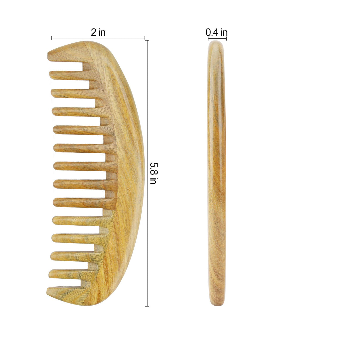 Onedor Handmade 100% Natural Green Sandalwood Hair Combs - Anti-Static Sandalwood Scent Natural Hair Detangler Wooden Comb (Oval Wide Tooth)