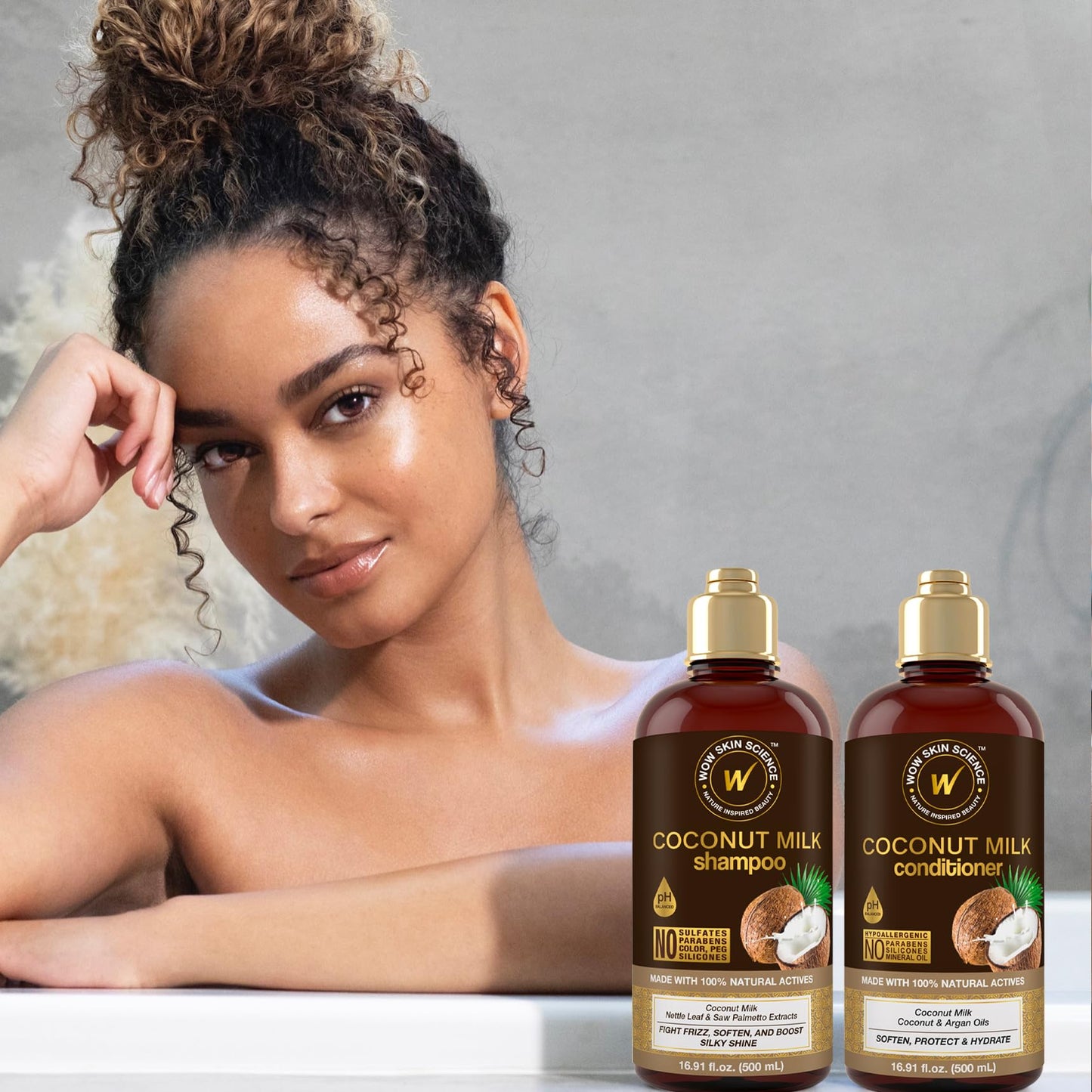 WOW Skin Science Coconut Milk Shampoo and Conditioner Set - Shampoo & Conditioner for Curly Hair - Paraben Sulfate Free - 33.82 Fl Oz Beauty & Personal Care WOW Skin Science