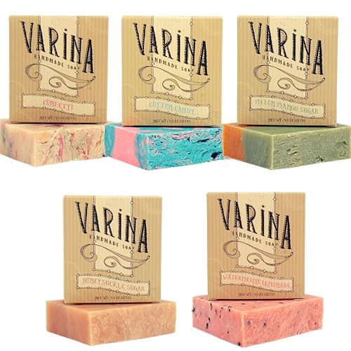 Varina Natural Carnival Variety Bar Soap - Gentle Cleansing for Sensitive Skin, Sweet and Vanilla - 5 Pack Beauty & Personal Care Varina
