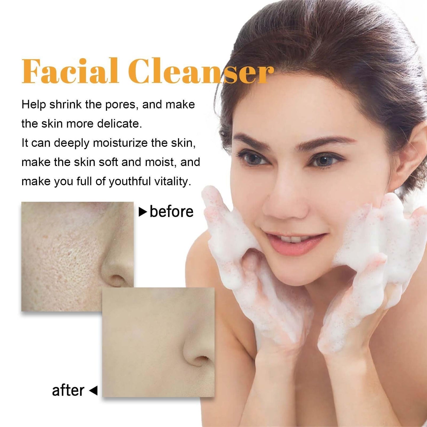 2 Pcs Turmeric Foaming Face Wash, Deep Cleansing Glow Wash Turmeric Facial Cleanser With Brush. Beauty and Personal Care HuaQing