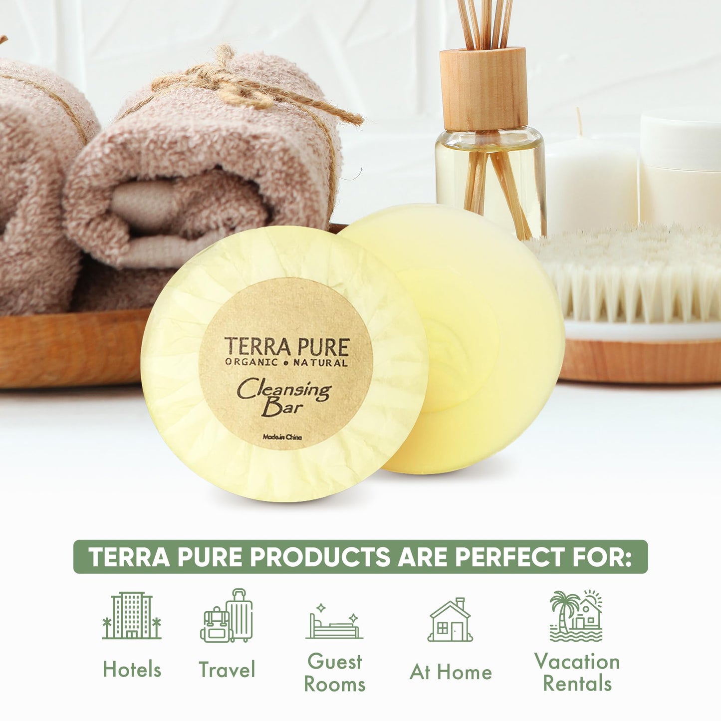 Terra Pure Travel Size Hotel Bar Soap 400 Count 0.6 oz Cleansing Bars Guest Amenities for Hotels Vacation Rentals and Short Term Rentals Paraben Free Beauty & Personal Care Terra Pure