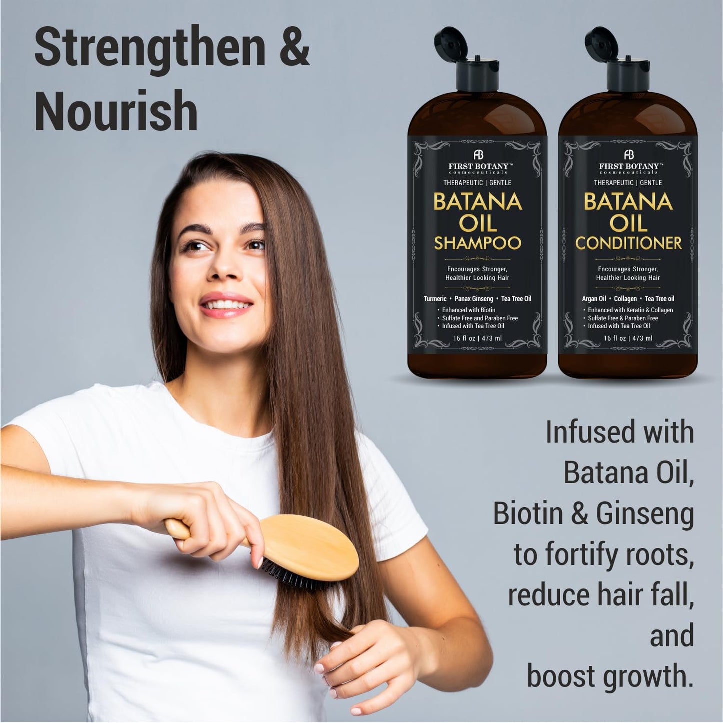 Batana Oil Shampoo and Conditioner - Fights Hair Loss, Promotes Hair Growth, Fights Dandruff, Lice & Itchy Scalp - for Men and Women Sulfate Free - 16 Beauty & Personal Care First Botany