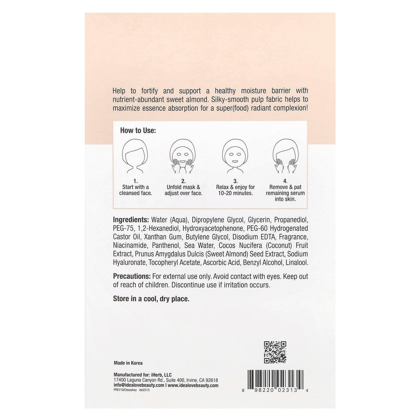 Idealove Superfood Skin Savior, Almond Love with You, 5 Beauty Sheet Masks, 0.68 fl oz (20 ml) Each Beauty & Personal Care Idealove