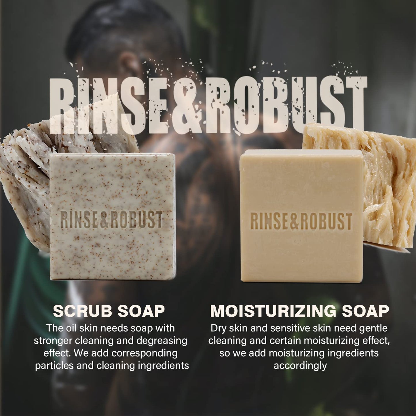 Rinse & Robust Mens Soap Bar Set 6Pcs Natural Cleansing Bar Soap Set Scrub Soap Gift for Men All Skin Type| 6 Different Scents |3.5 oz of 6 Bars Beauty & Personal Care Rinse & Robust