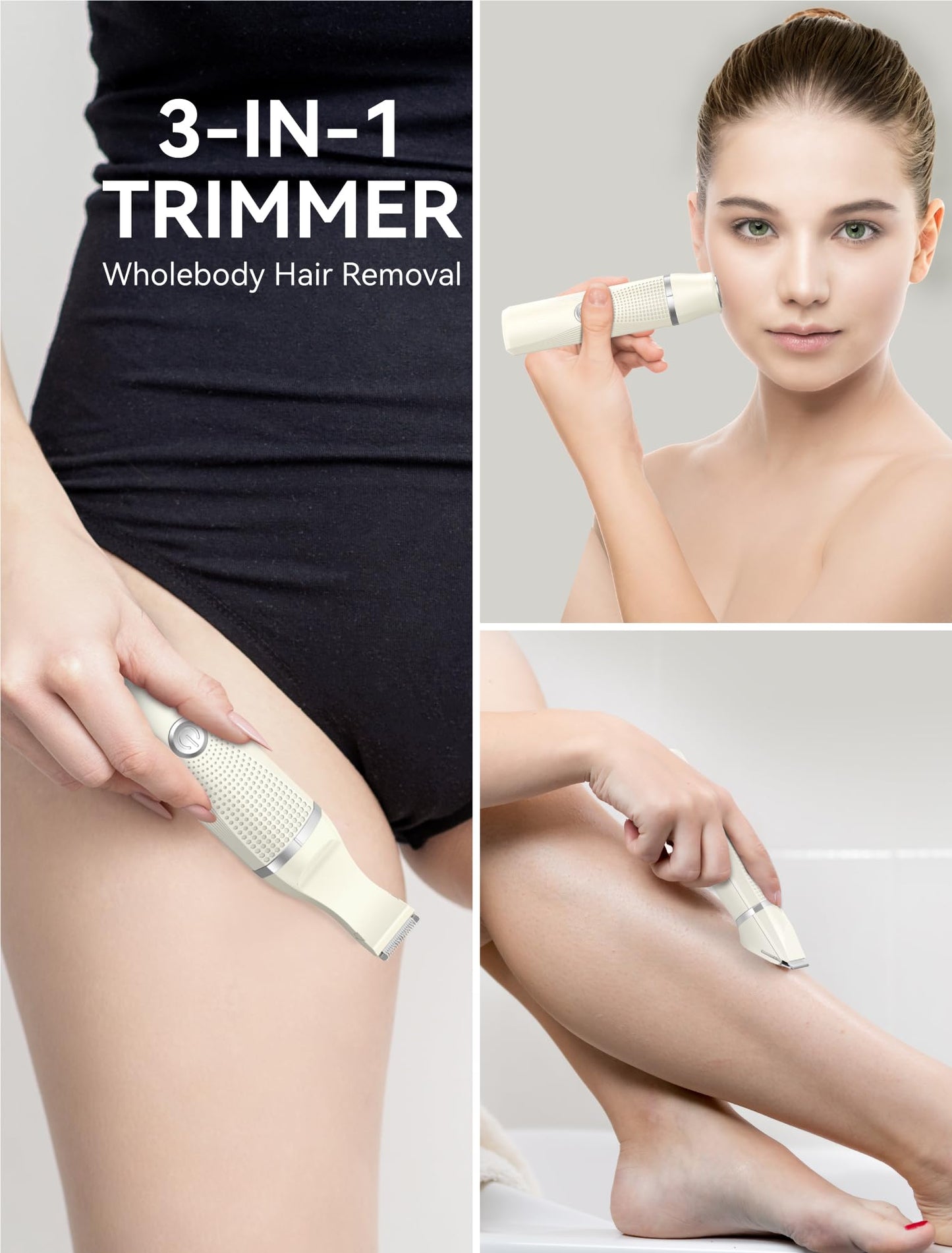 Unibono Pubic Hair Trimmer Women - Waterproof Bikini Trimmer, Rechargeable 3-in-1 Electric Razor, Personal Trimmer Groomer for Body Hair, Cordless Beauty and Personal Care unibono