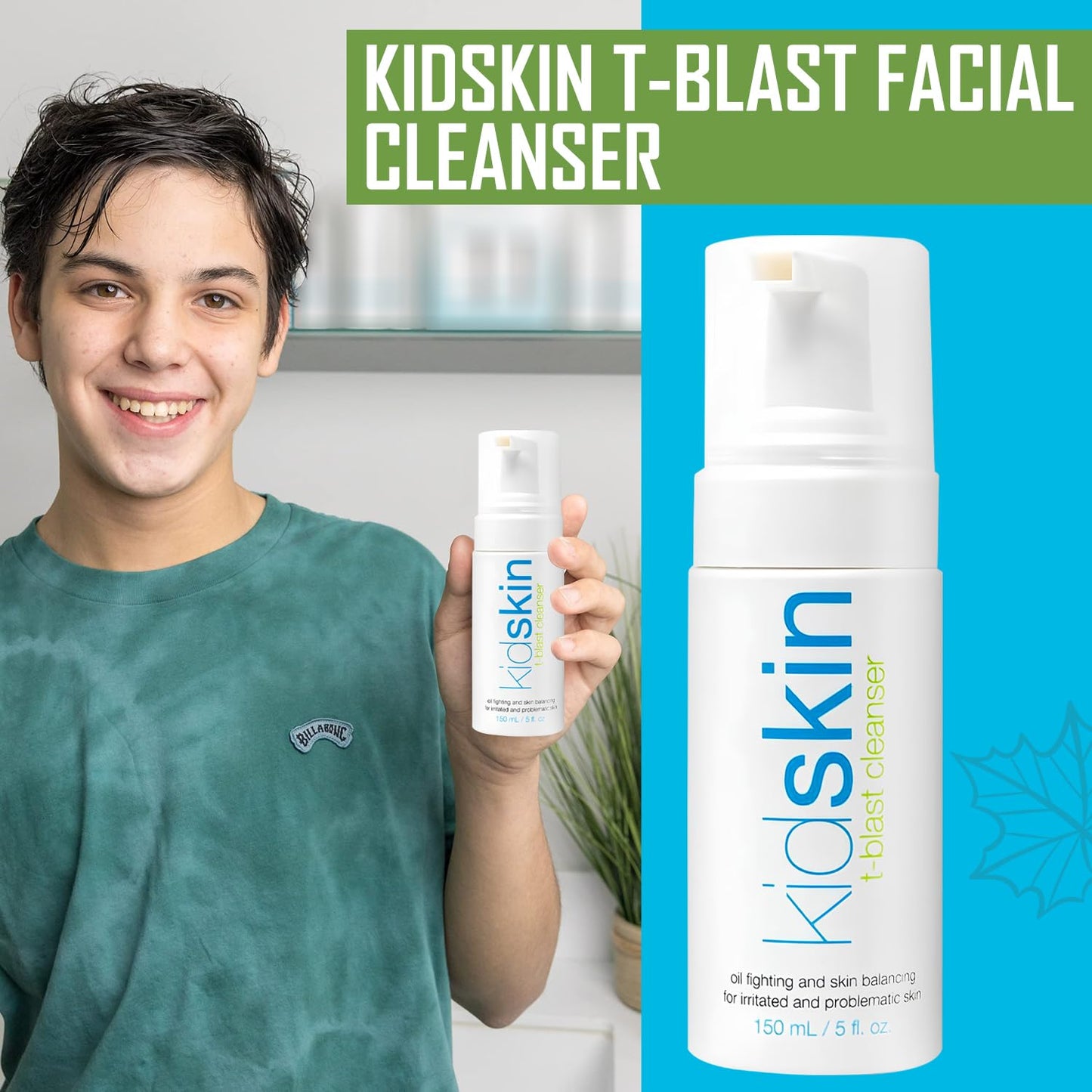 Kidskin T-Blast Facial Cleanser, Gentle Face Wash with Tea Tree Oil, Spot Skin Care for Kids and Teens, Non-Drying Natural Cleanser for Oily or Dry Beauty & Personal Care Kidskin