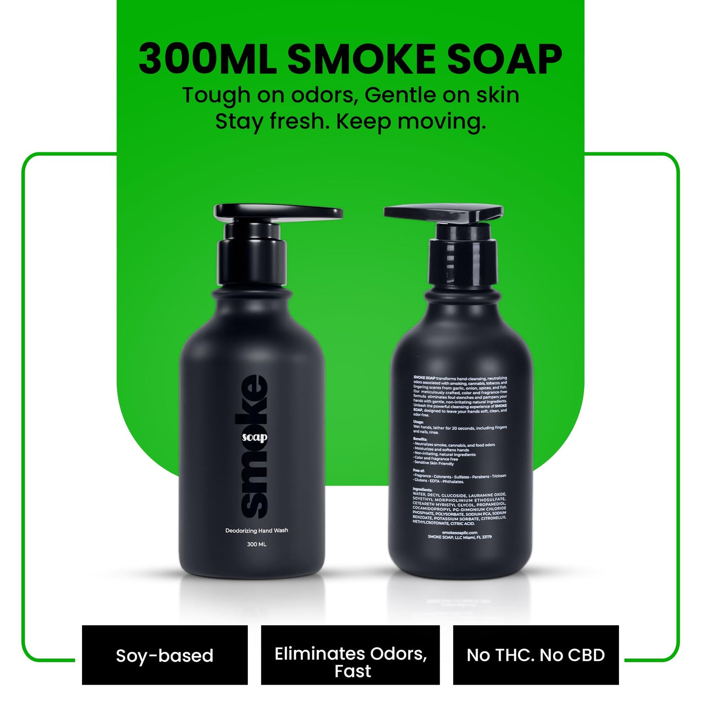 SMOKE SOAP Liquid Hand Soap Odor Neutralizing, Fragrance Free, Natural Soy-based Formula, Free of Sulfates, Parabens Free (300ml) Beauty & Personal Care SMOKE SOAP