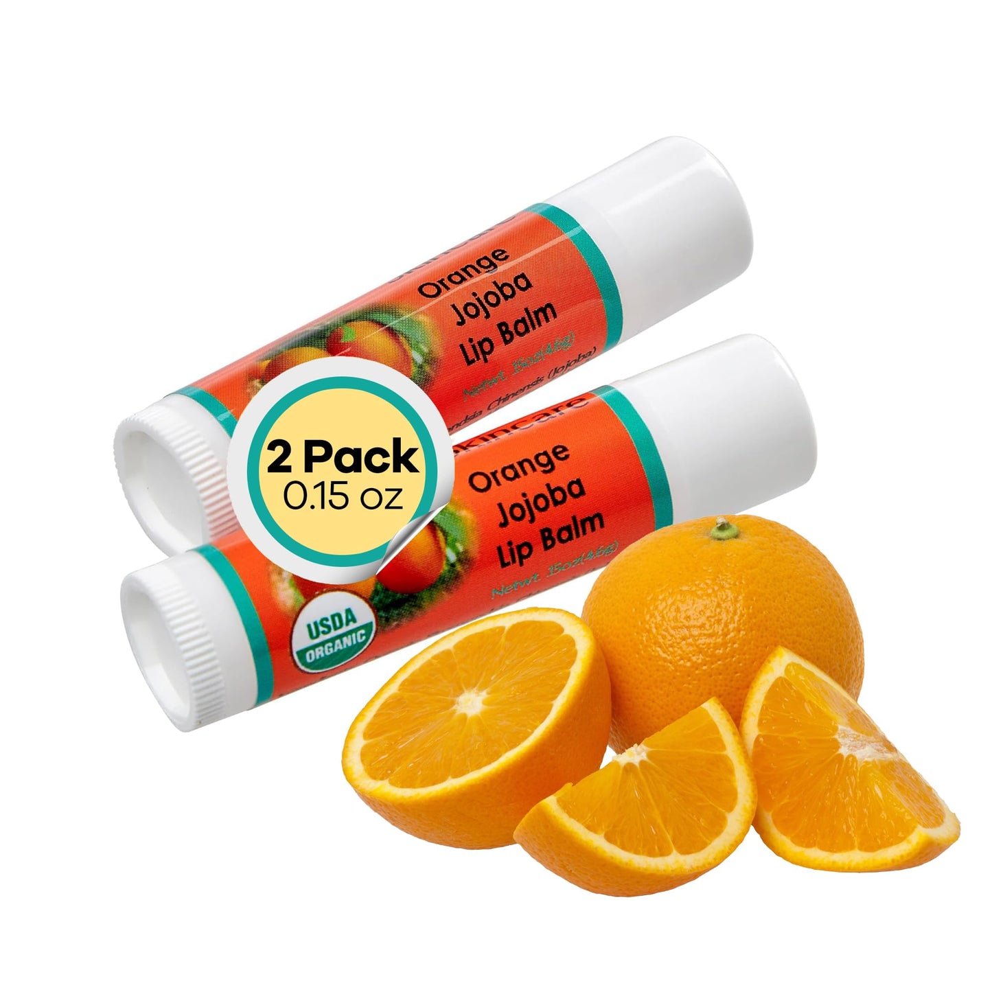 Desert Oasis Skincare | USDA Organic Orange Lip Balm - 70% Jojoba Oil with Beeswax - Natural Orange Essential Oil - Nourishes & Softens Dry Lips Beauty & Personal Care Desert Oasis Skincare