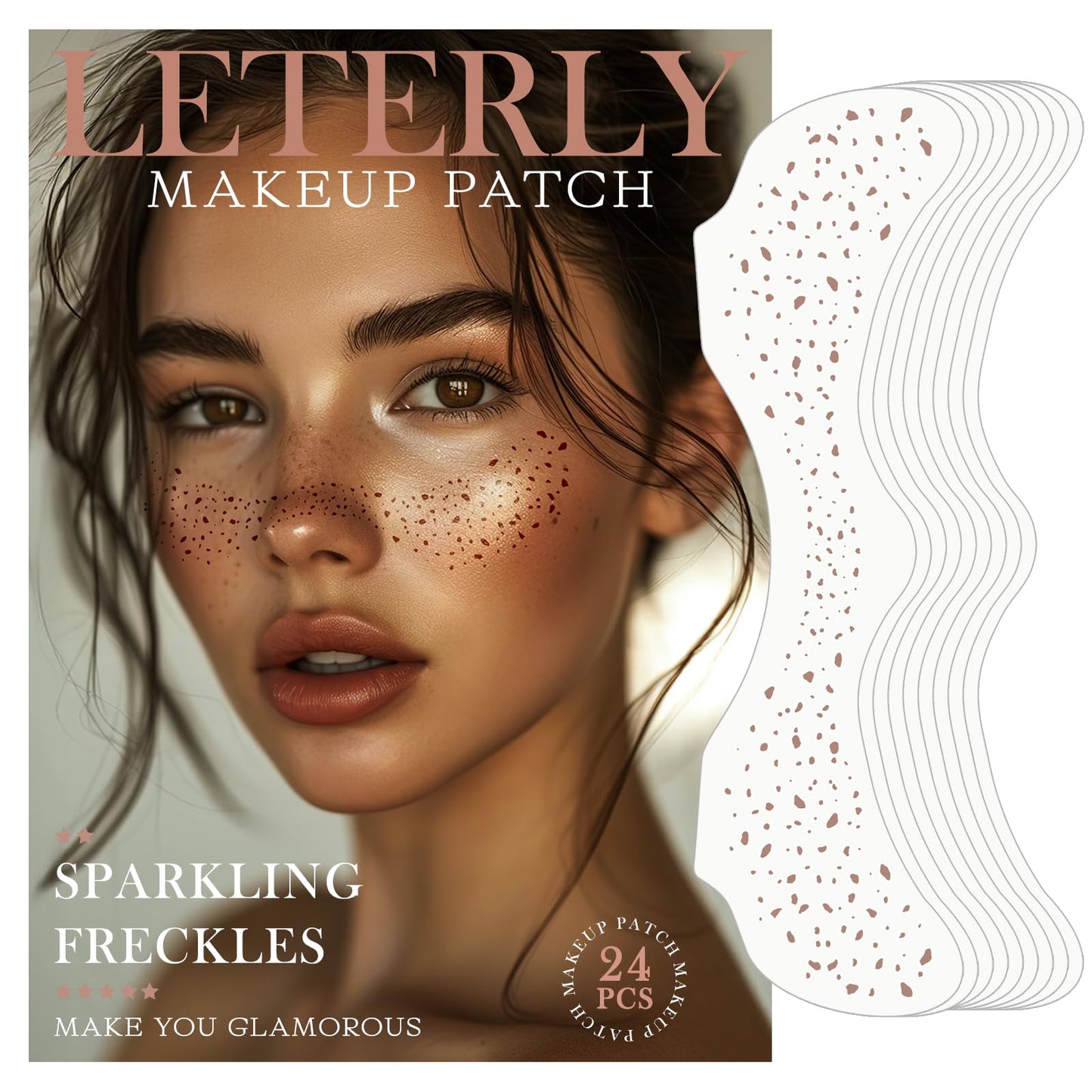 Leterly 24 Pcs Glitter Freckles Face Tattoo,Brown Face Glitter Makeup Patches Cute Sparkle Freckles Patches Waterproof Makeup Speckles for Face Beauty & Personal Care Leterly