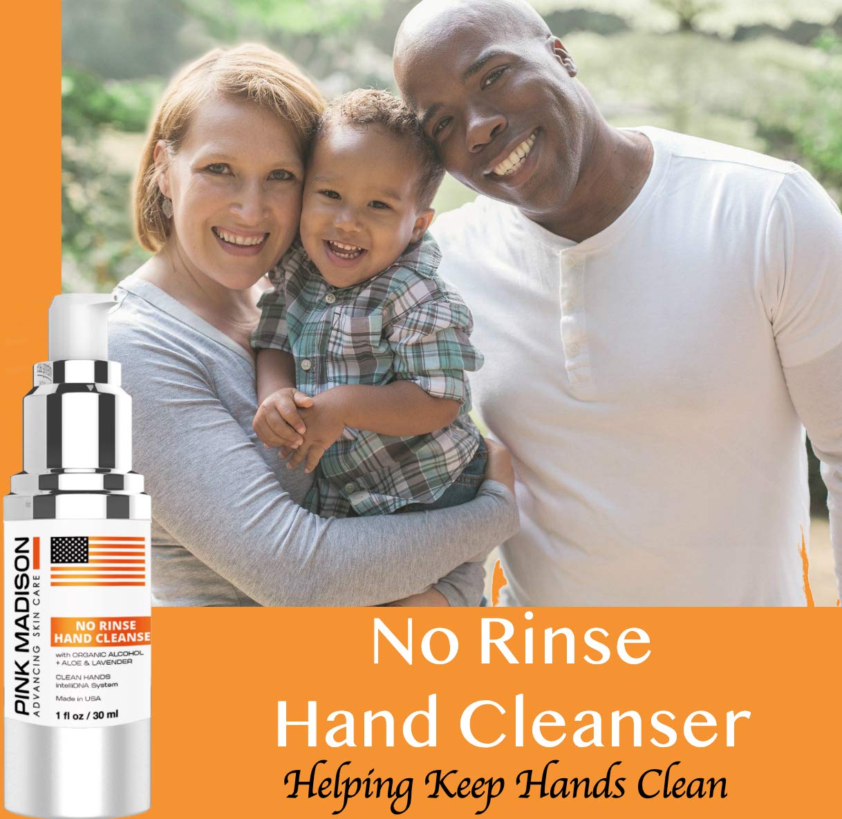 No Rinse Hand Cleanser Gel. Infused with Lavender, Aloe, Organic Alcohol. 1 OZ Travel Pack Beauty & Personal Care Pink Madison