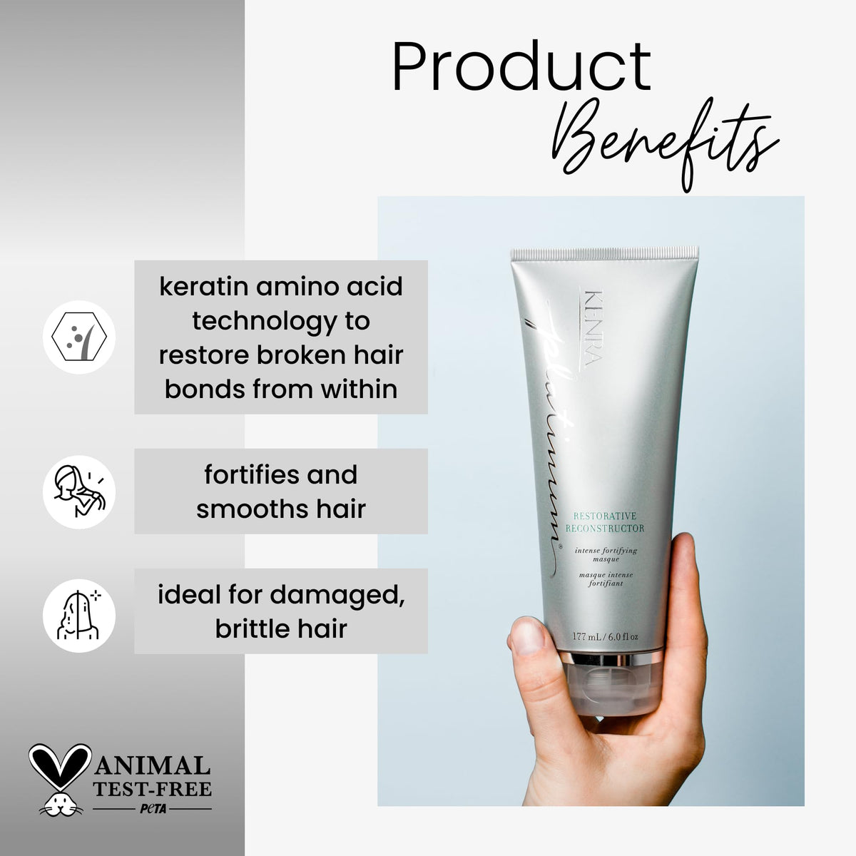 Kenra Platinum Restorative Reconstructor | Ultra Fortifying Treatment | Restores Broken Hair Bonds From Within | Provides Intense Fortification