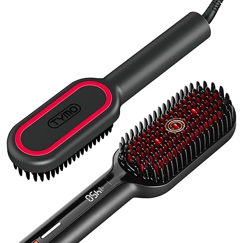 TYMO Hair Straightener Brush - Upgraded Ionic Plus Straightening Brush with Dense Bristles, 16 Temps, Dual Voltage | Ceramic Hot Comb for Women | Flat Beauty & Personal Care TYMO