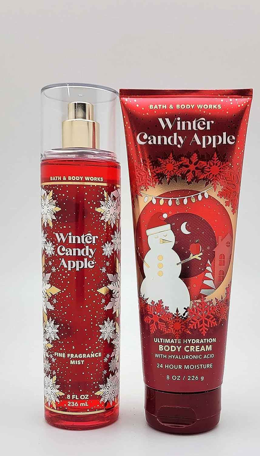 Bath & Body Works - Winter Candy Apple - 2 pc Bundle - Fine Fragrance Mist and Ultimate Hydration Body Cream - 2021 Beauty and Personal Care Bath & Body Works