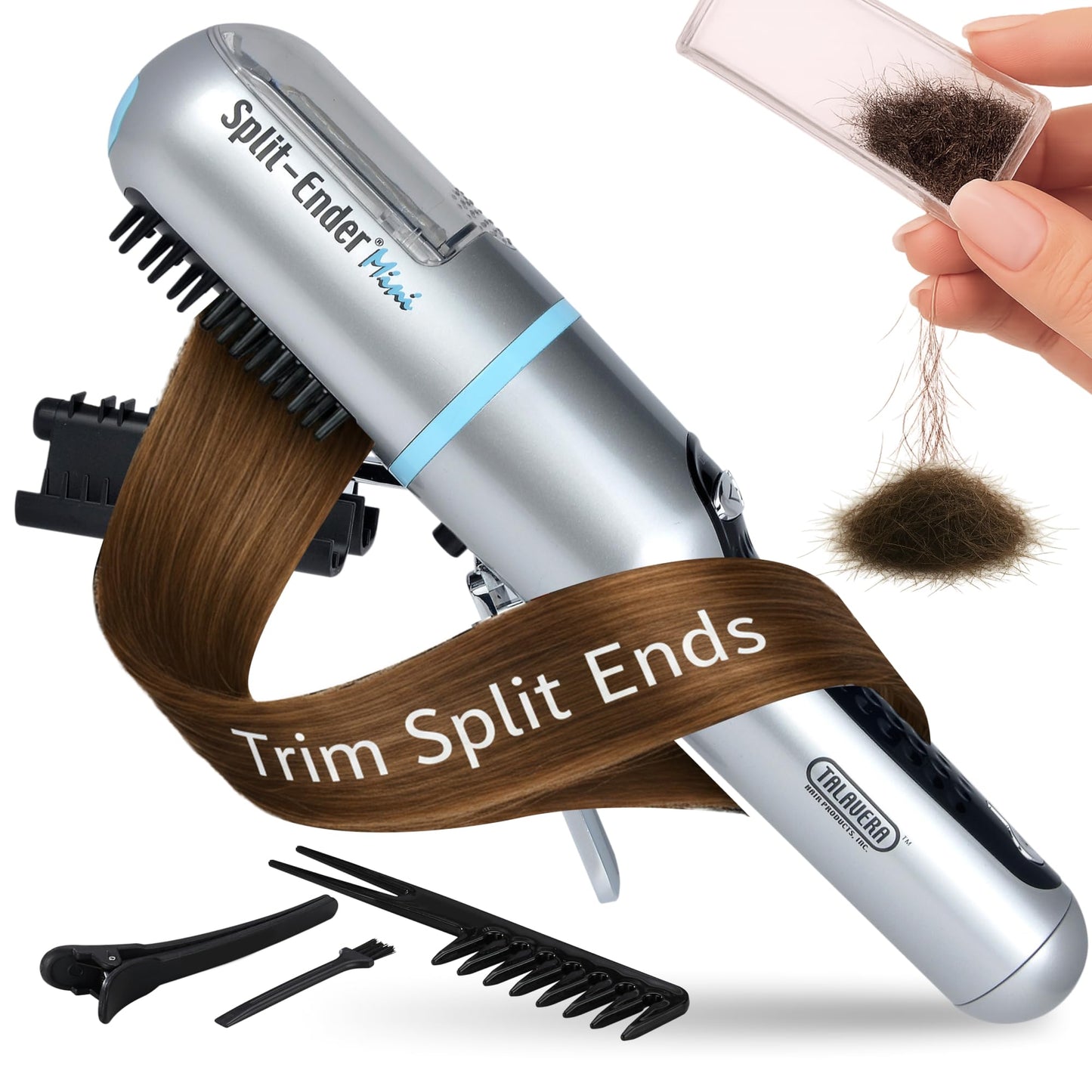 Split-Ender Mini Cordless Split End Hair Trimmer for Dry, Damaged, Brittle, or Frizzy Hair - Battery Operated Clipper for Straight and Curly Hair Beauty and Personal Care Split-Ender
