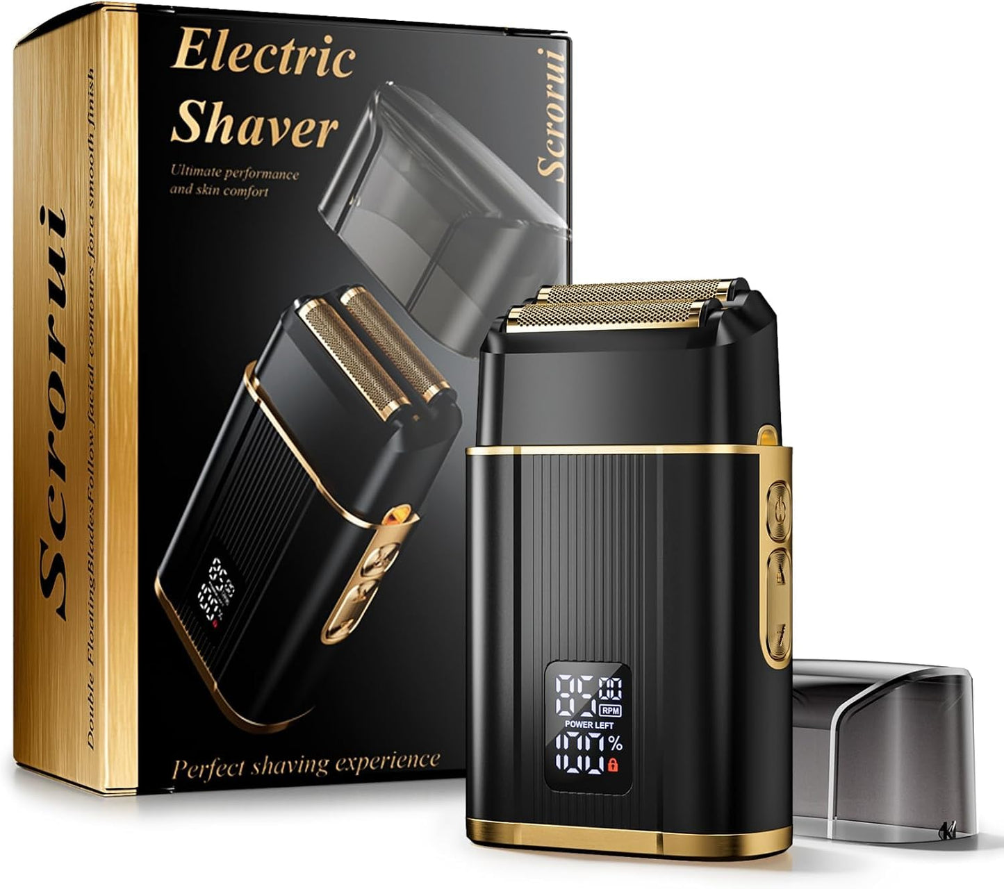 Foil Shavers High Speed Double Floating Blades Electric Razor, with LED Display Speed Electric Shaver IPX6 Waterproof Dry/Wet Beauty and Personal Care Scrorui