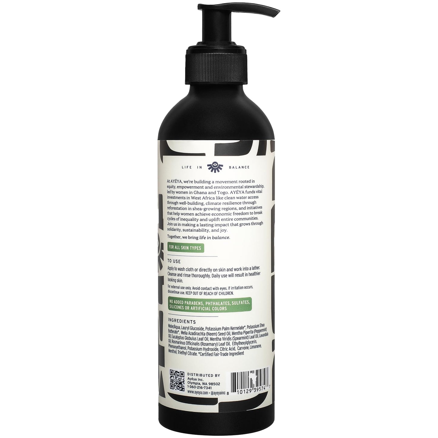 AYÉYA Liquid African Black Soap - Reset | Peppermint, Eucalyptus & Neem Oil | Detox Vegan Face & Body Wash for Acne, Oil & Pores | Cleanser with Shea Beauty & Personal Care Ayeya