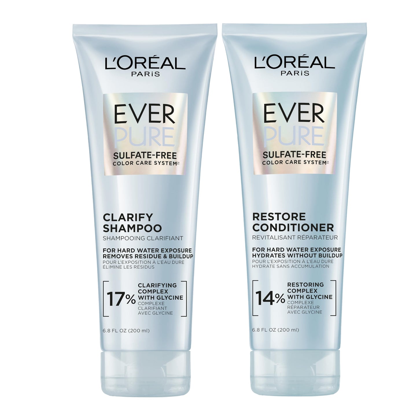 L'Oreal Paris Clarify and Restore Sulfate Free Shampoo and Conditioner Set with Antioxidants for Hard Water Exposure and Styling Build-up, EverPure, 1 Beauty & Personal Care L'Oreal Paris