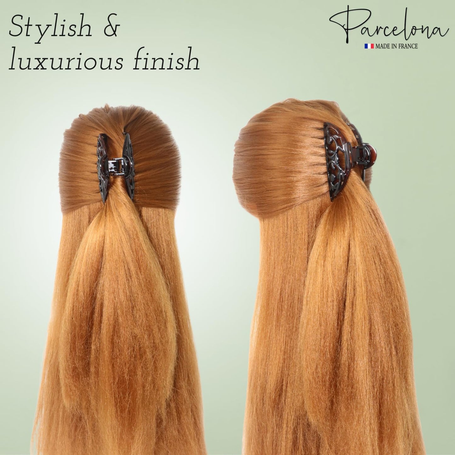 Parcelona French New Jardin Medium 3 1/4 Inch Covered Spring Celluloid Shell Jaw Hair Claw Clip Beauty & Personal Care Parcelona