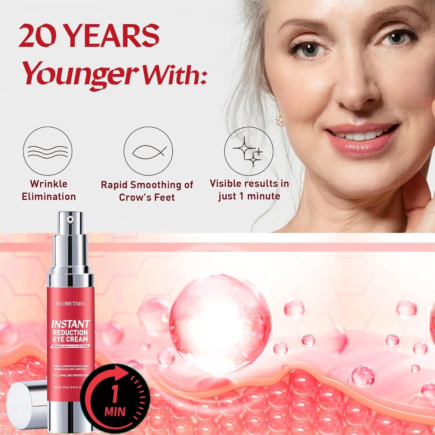 Instant Eye & Face Lift Cream: Rapid Under Eye Bags,Wrinkles, Dark Circles, Puffiness Remover for Women and Men in 60 Seconds - Temporary Firming Beauty and Personal Care Floretsio