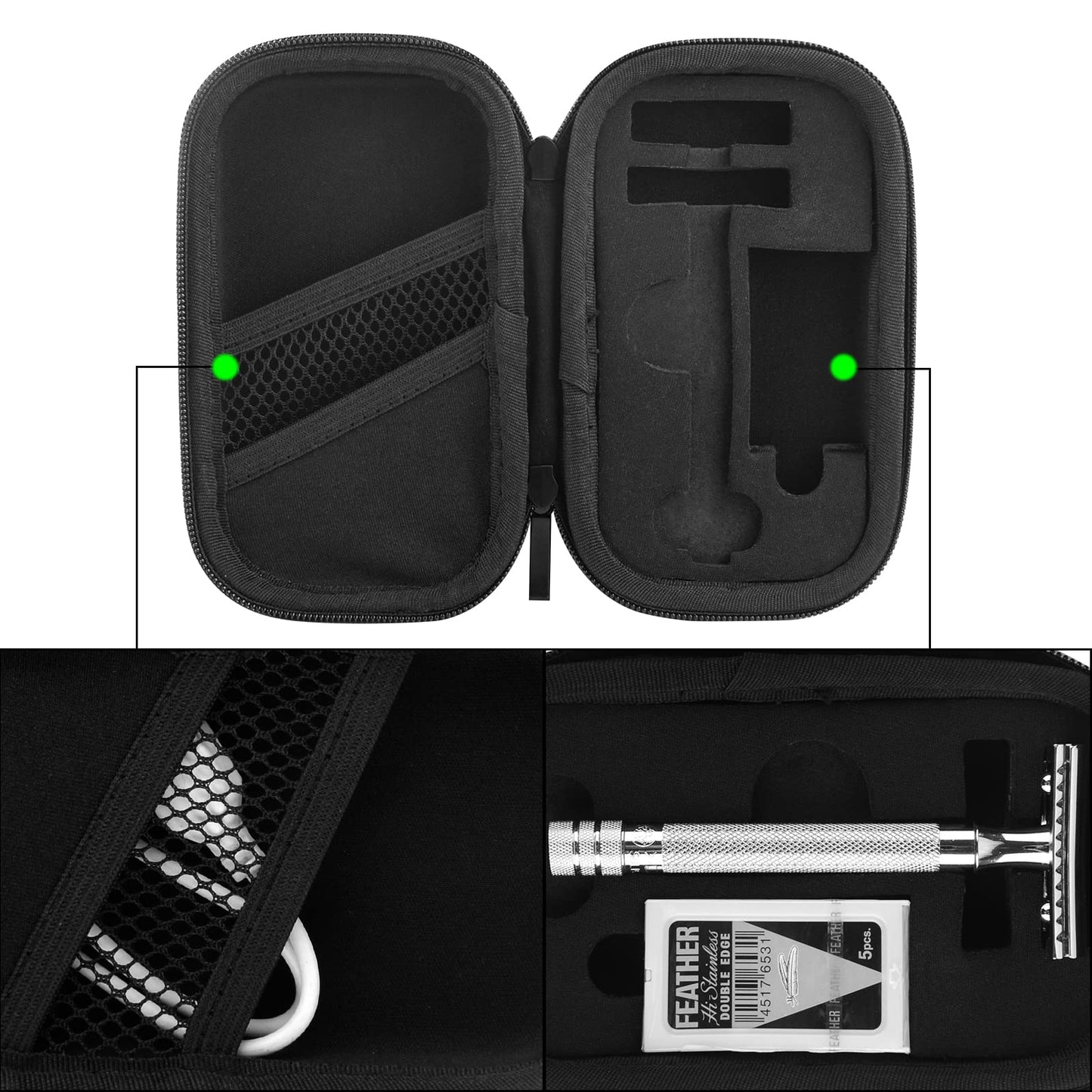 Linkidea Hard Travel Case Compatible with Vikings, Merkur, Shaving Revolution Double Edge Safety Razor, Storage Box Organizer for Safety Razor Beauty and Personal Care Linkidea