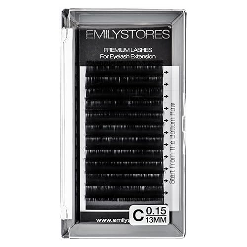 EMILYSTORES Eyelash Extensions 0.15mm Thickness C Curl 13mm Length Individual Volume Natural Eyelashes For Lash Extensions(0.15,C,13mm) Beauty & Personal Care EMILYSTORES