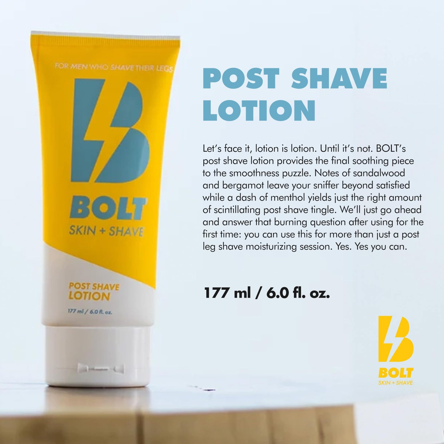 Bolt Skin + Shave - Post Shave Lotion for Men - Sandalwood & Bergamot Moisturizer with Cooling Menthol - Soothes, Hydrates, and Refreshes Skin After Beauty and Personal Care BOLT SKIN + SHAVE