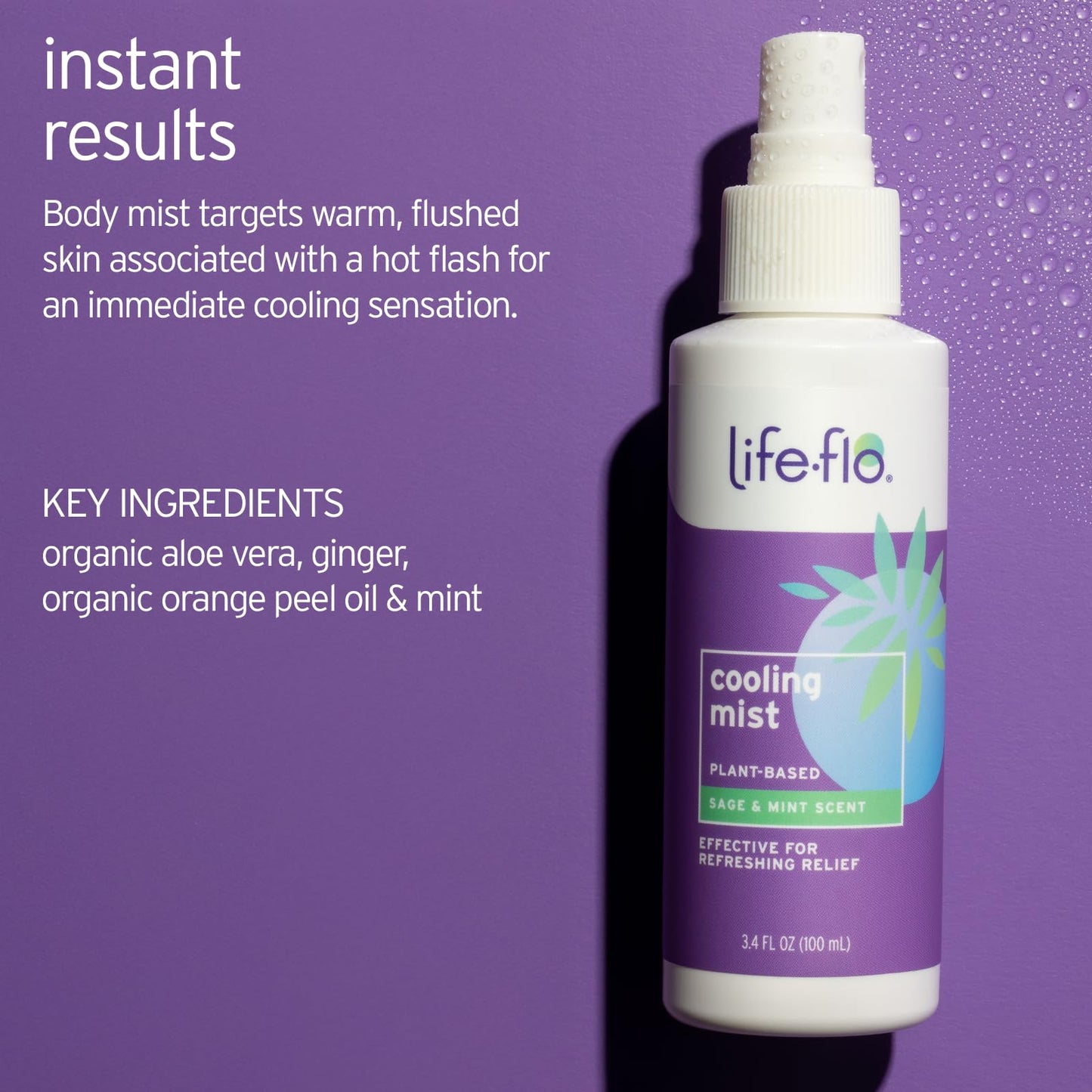 LIFE-FLO Cooling Mist - Refreshing Body Mist for Women - Instantly Cools Hot Flashes with Ginger, Organic Aloe Vera and Lavender - Fresh Sage Mint Beauty & Personal Care LIFE-FLO