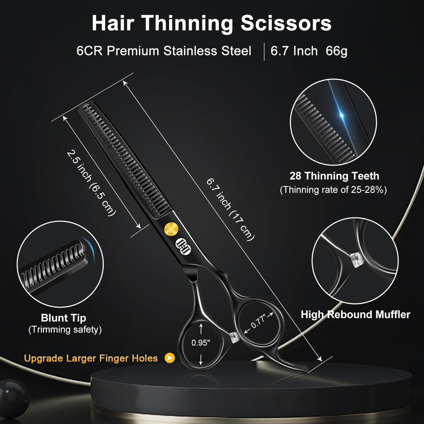 CIICII Hair Cutting Scissors Shears Kit, Professional Barber Haircut Scissors Set (6.7 Inch Hair Beard Hairdressing Trimming Haircutting Thinning Beauty and Personal Care CIICII