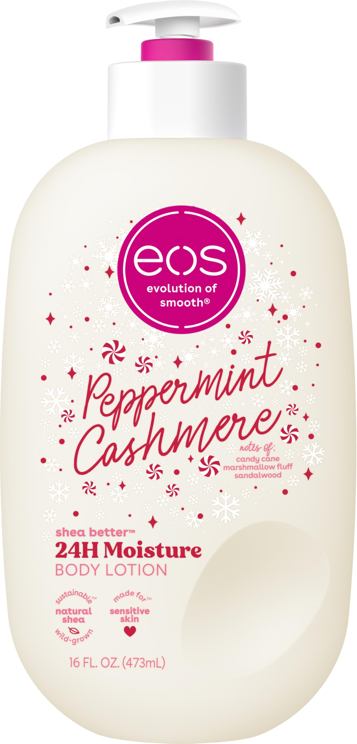 eos Shea Better Holiday Body Lotion, Peppermint Cashmere, Limited Edition Skin Care, 24-Hour Moisture, Body Lotion for Women, Vegan, 16 fl oz Beauty & Personal Care eos