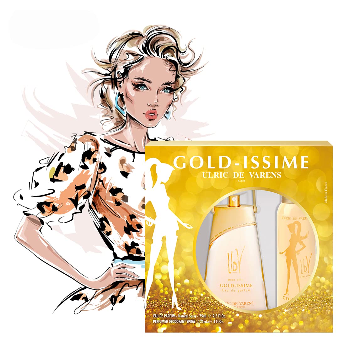 Udv Gold Issime By Ulric De Varens For Women. Set-eau De Parfum 2.5 OZ & Deodorant Spray 4 OZ Beauty & Personal Care Ulric de Varens
