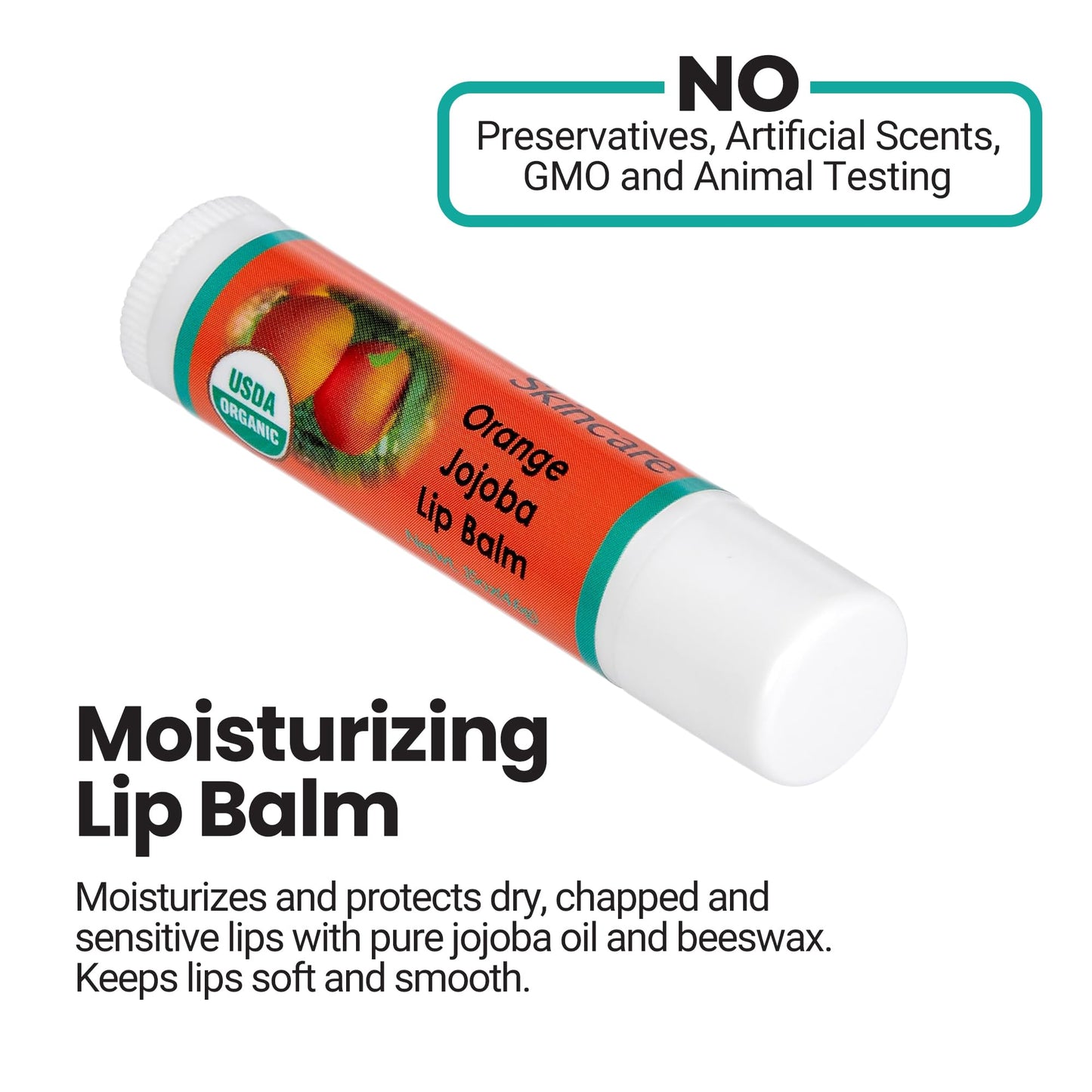 Desert Oasis Skincare | USDA Organic Orange Lip Balm - 70% Jojoba Oil with Beeswax - Natural Orange Essential Oil - Nourishes & Softens Dry Lips Beauty & Personal Care Desert Oasis Skincare