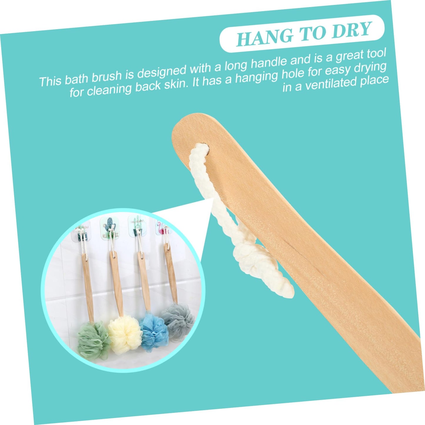 PartyKindom 4pcs Nylon Shower Body Brush Wooden Handle Exfoliating Bath Scrubber for Back Cleaning Gray Green White Beauty and Personal Care PartyKindom