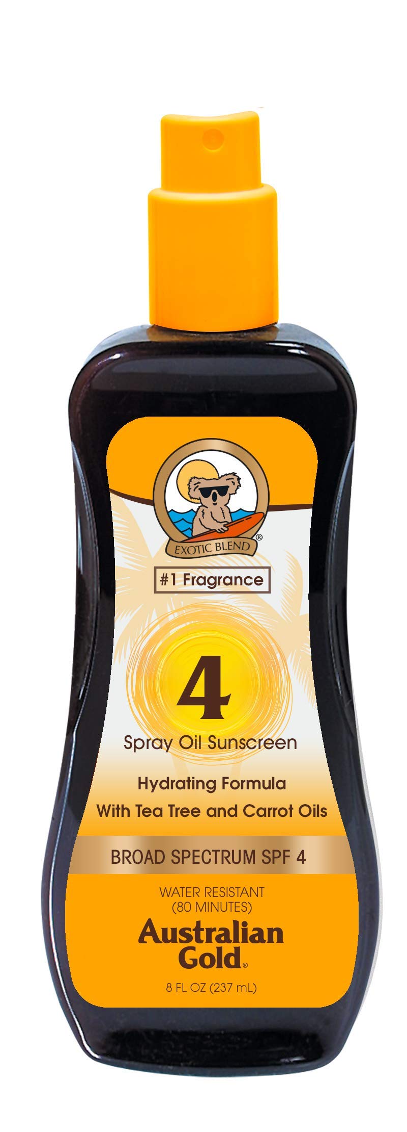 Australian Gold Spray Oil Sunscreen SPF 4 , 8 Ounce | Carrot Oil Formula | Broad Spectrum | Water Resistant Beauty & Personal Care Australian Gold