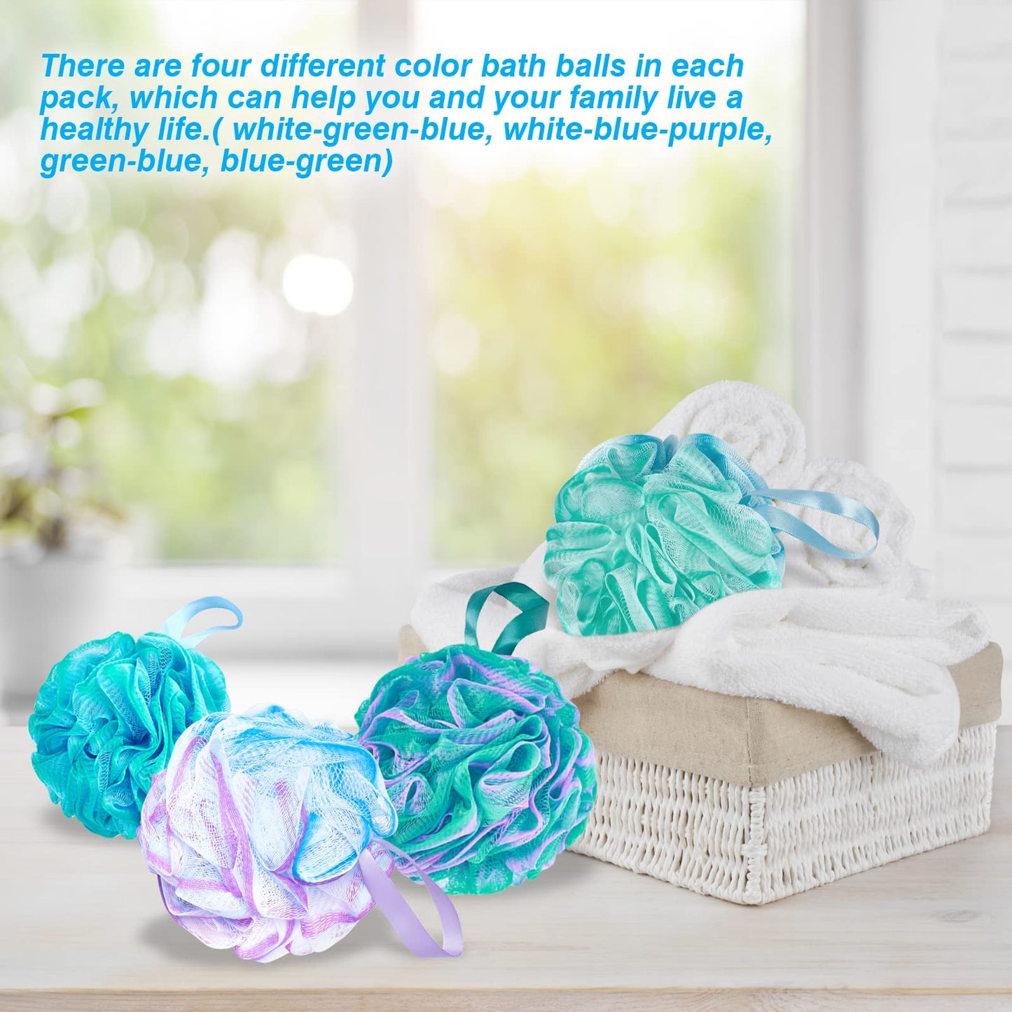 Yimingbuty 4 Pack Bath Shower Loofah Sponge, 75g Mesh Pouf Shower Ball, Exfoliating Body Scrubber for Silky Skin Body Washing, Flower Color, White Beauty and Personal Care YGACHE