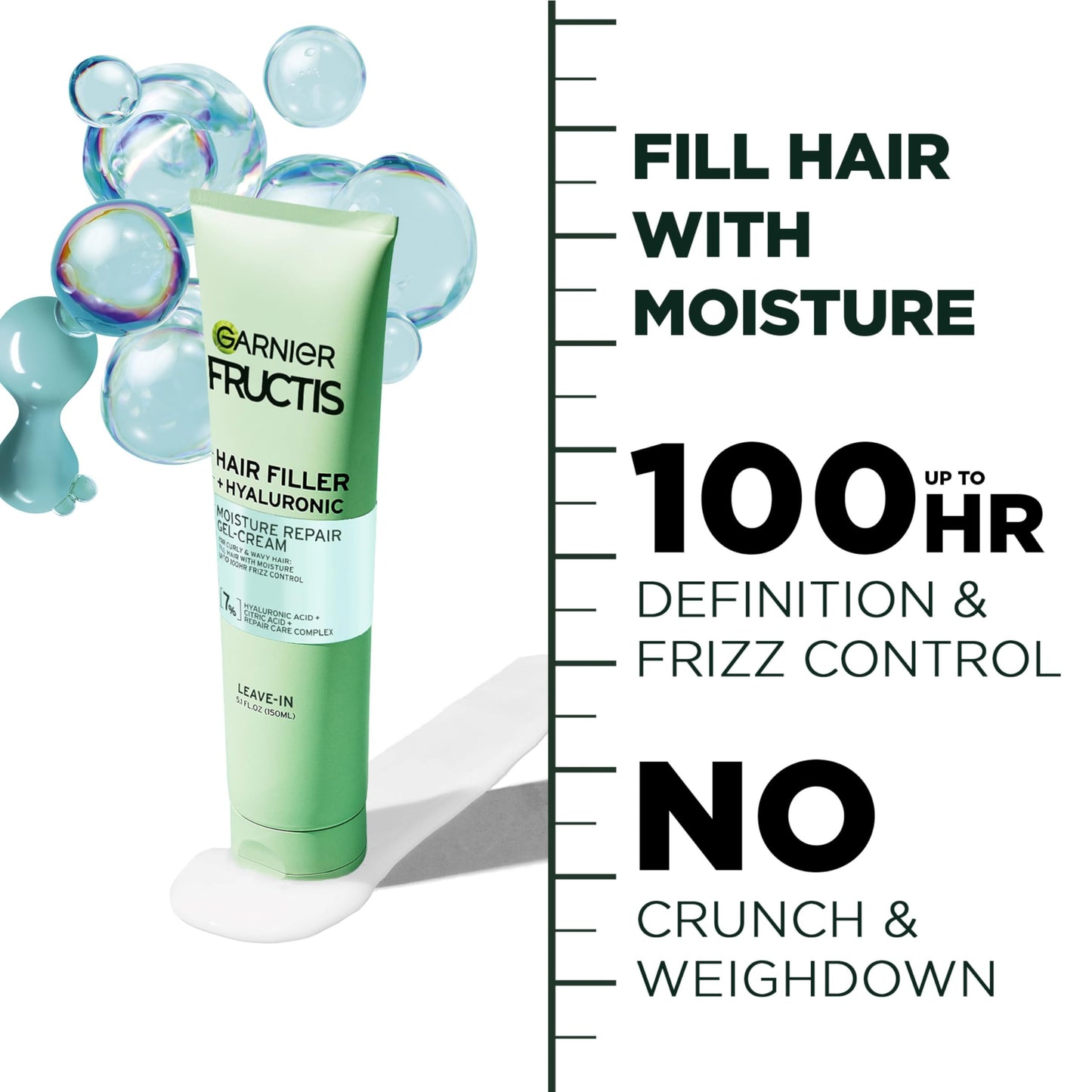 Garnier Fructis Hair Filler Moisture Repair Gel-Cream, Hair Gel for Curls and Waves with Hyaluronic Acid, 5.1 Fl Oz, 1 Count Beauty & Personal Care Garnier