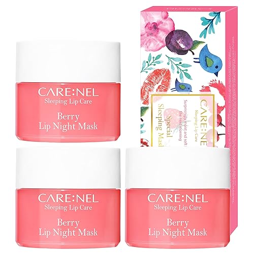 CARENEL Lip Sleeping Mask 5g (Berry 3Set) - Moisturizer for Dry Lips - Overnight Treatments Balm, Day and Night Repair Gloss, Scrubs Exfoliator Beauty & Personal Care CARE:NEL