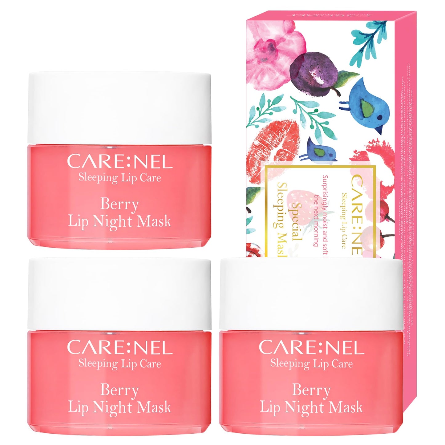 CARENEL Lip Sleeping Mask 5g (Berry 3Set) - Moisturizer for Dry Lips - Overnight Treatments Balm, Day and Night Repair Gloss, Scrubs Exfoliator Beauty & Personal Care CARE:NEL